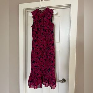 J.Crew midi high neck dress, multi layer chiffon dress